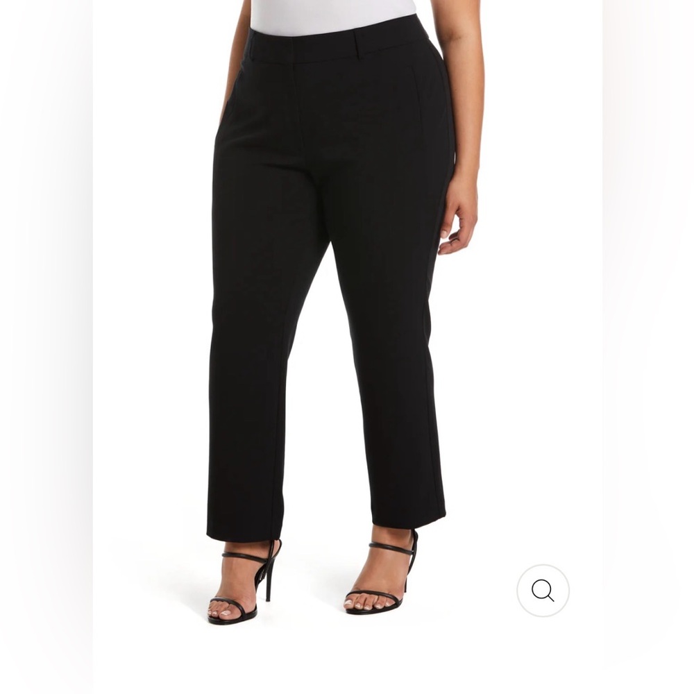 2 Elegant Rafaella Women's Classic Bundle of Black and Navy Blue Straight Pants
